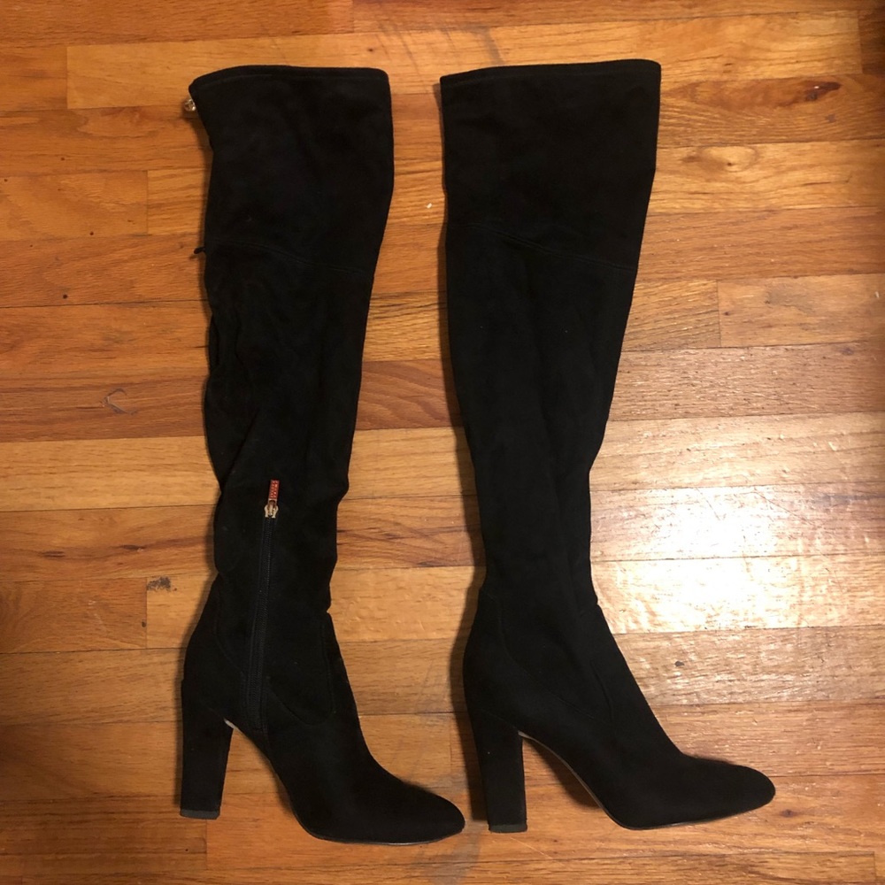 Black over the knee suede ivanka trump boots